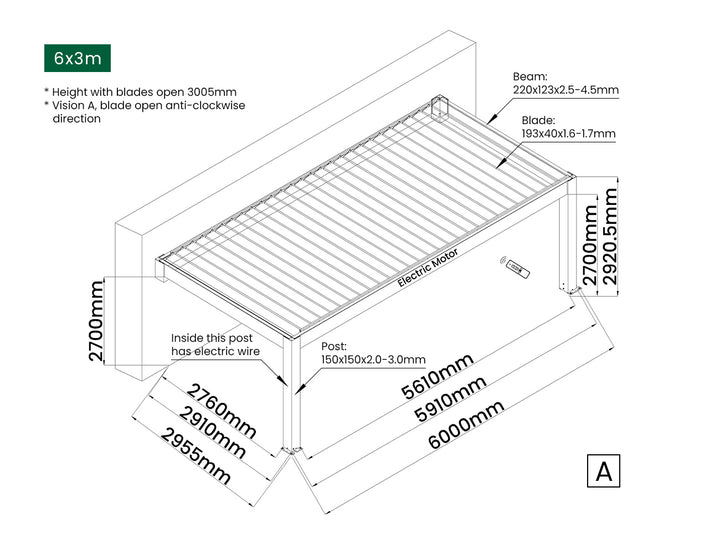 Tasman Motorised Wall Mounted Louvre Roof