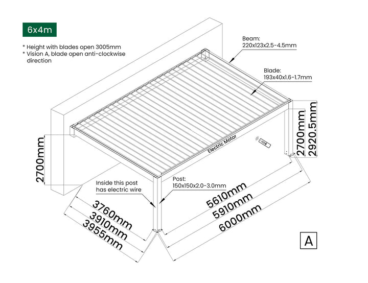 Tasman Motorised Wall Mounted Louvre Roof
