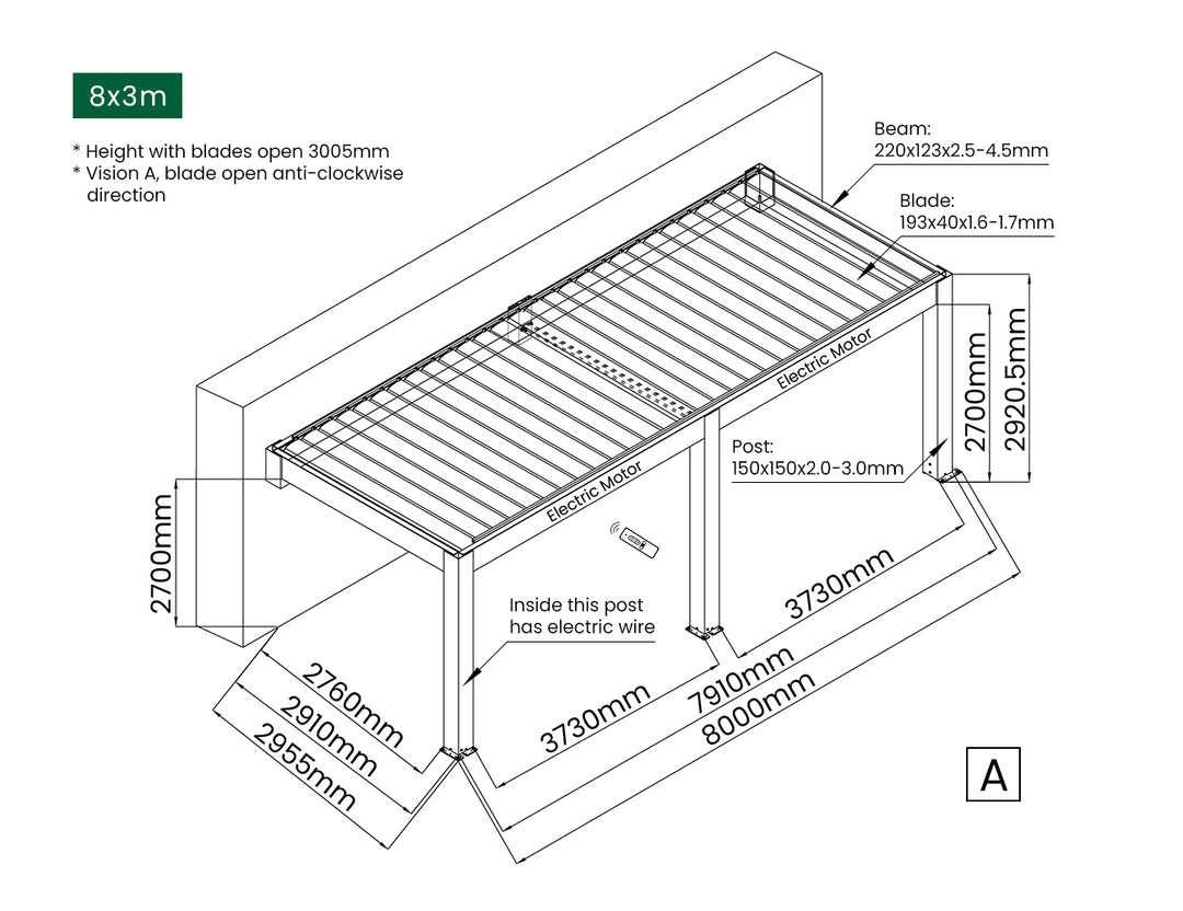 Tasman Motorised Wall Mounted Louvre Roof