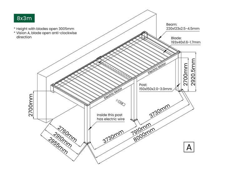 Tasman Motorised Wall Mounted Louvre Roof