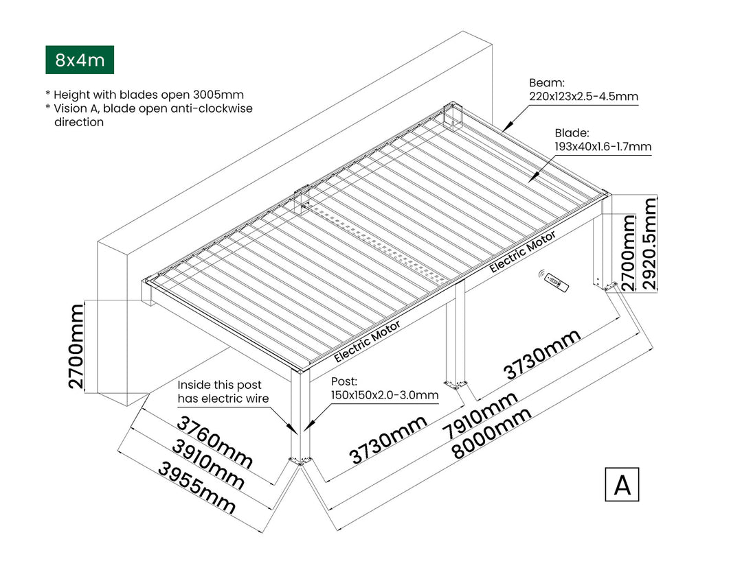 Tasman Motorised Wall Mounted Louvre Roof