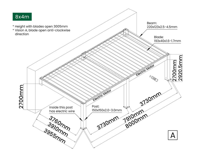 Tasman Motorised Wall Mounted Louvre Roof