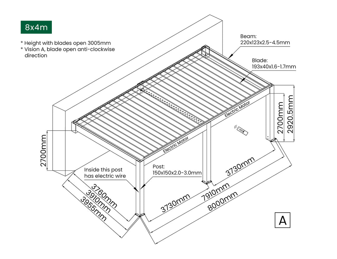 Tasman Motorised Wall Mounted Louvre Roof