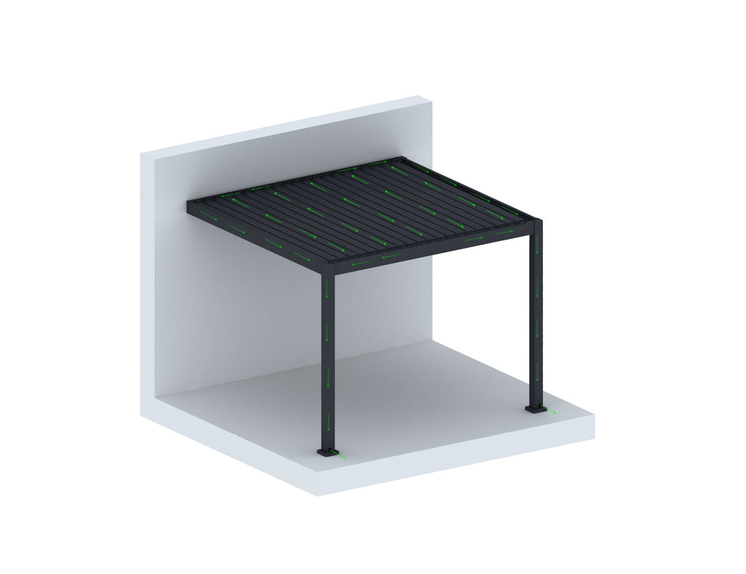 Draft Hekerua Manual Wall Mounted Louvre Roof Aluminium Pergola, Size: 3 x 3m, Colour: Charcoal