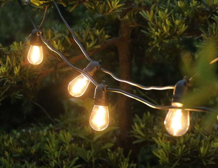 Outdoor LED Festoon String Lights - 10m Warm White - S14 Bulbs