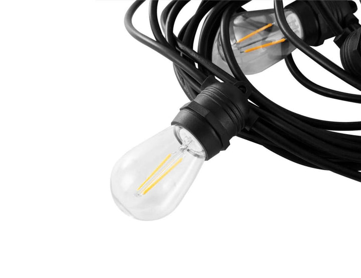 Outdoor LED Festoon String Lights - 10m Warm White - S14 Bulbs