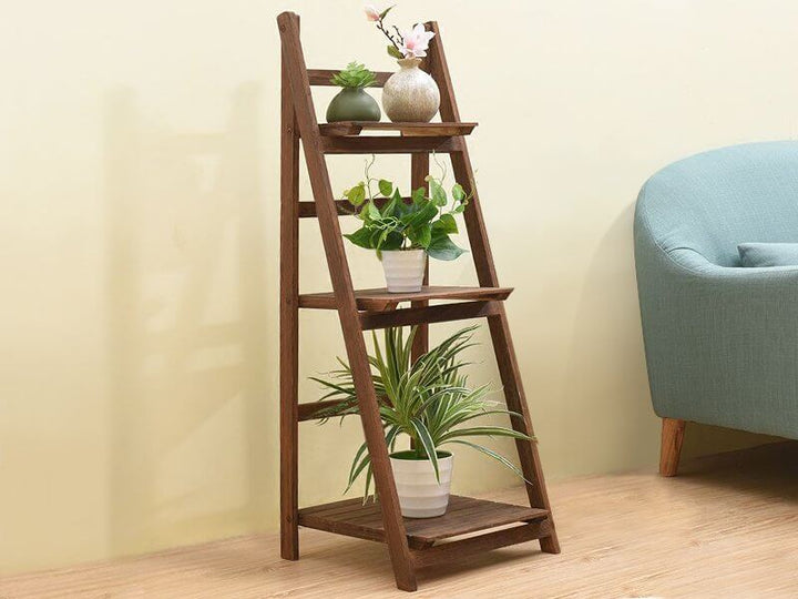 3-step Foldable Wooden Plant Stand Display Shelf