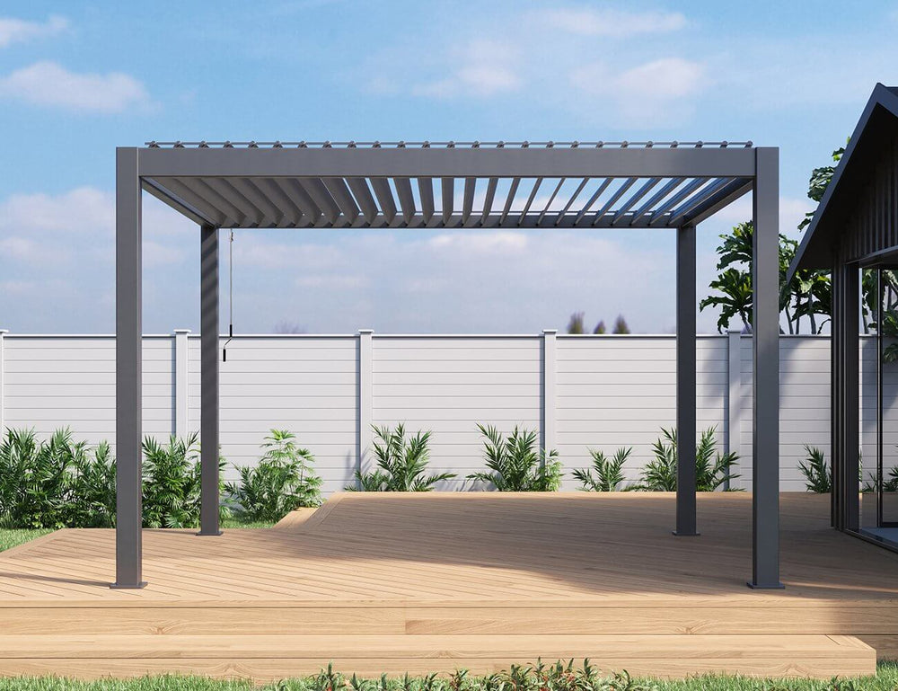 Waihi 3.1 X 4m Louvre Roof Aluminium Pergola, Colour: Charcoal,