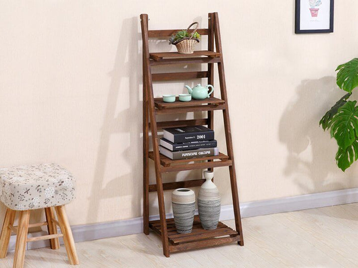 4-step Foldable Wooden Plant Stand Display Shelf