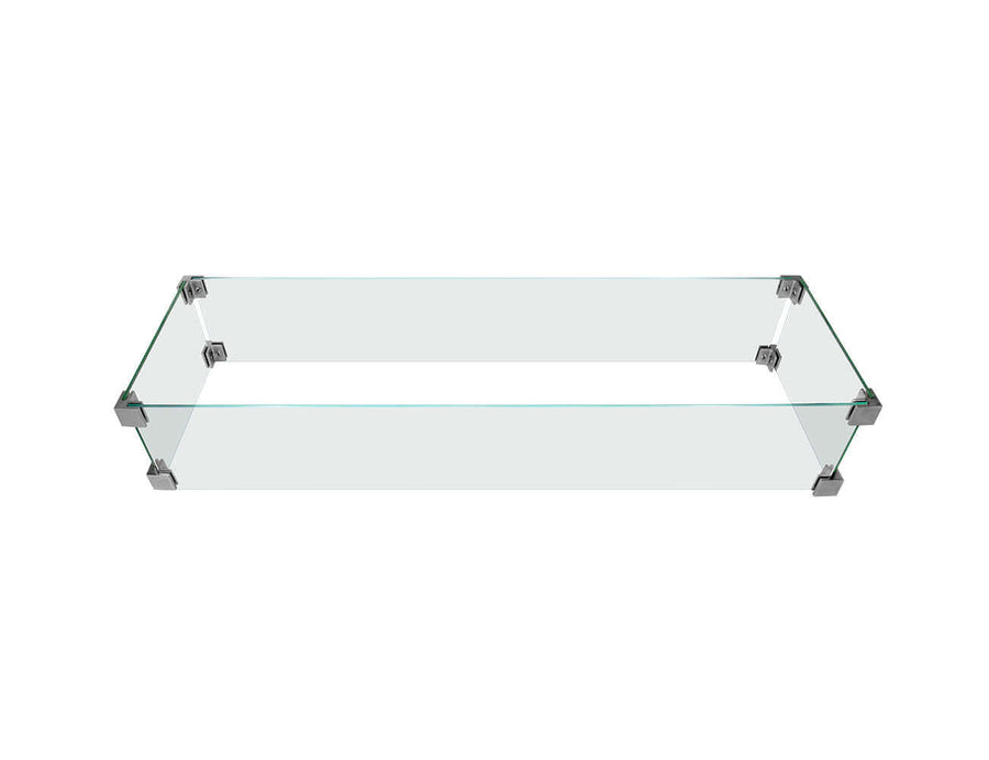 Rectangle Fire Pit Glass Wind Guard -112.6 X 35.6 X 18cm, ,