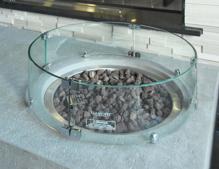 Round Fire Pit Glass Wind Guard -d62.1 X 18cm