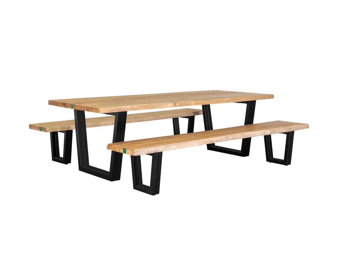 Acerbic Teak Dining Table with Bench Seats- 200cm