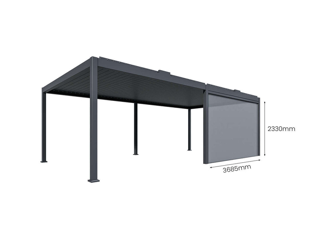 Ahipara&Kapiti Pergola Retractable Shade Blind - 4m, Colour: Charcoal,