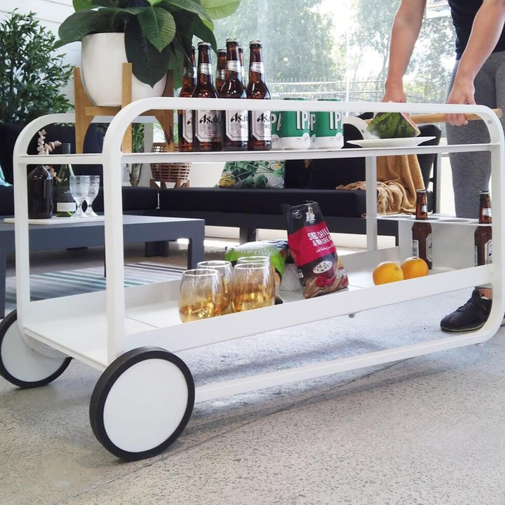 Aluminium Bar Cart with Teak Wood Handle