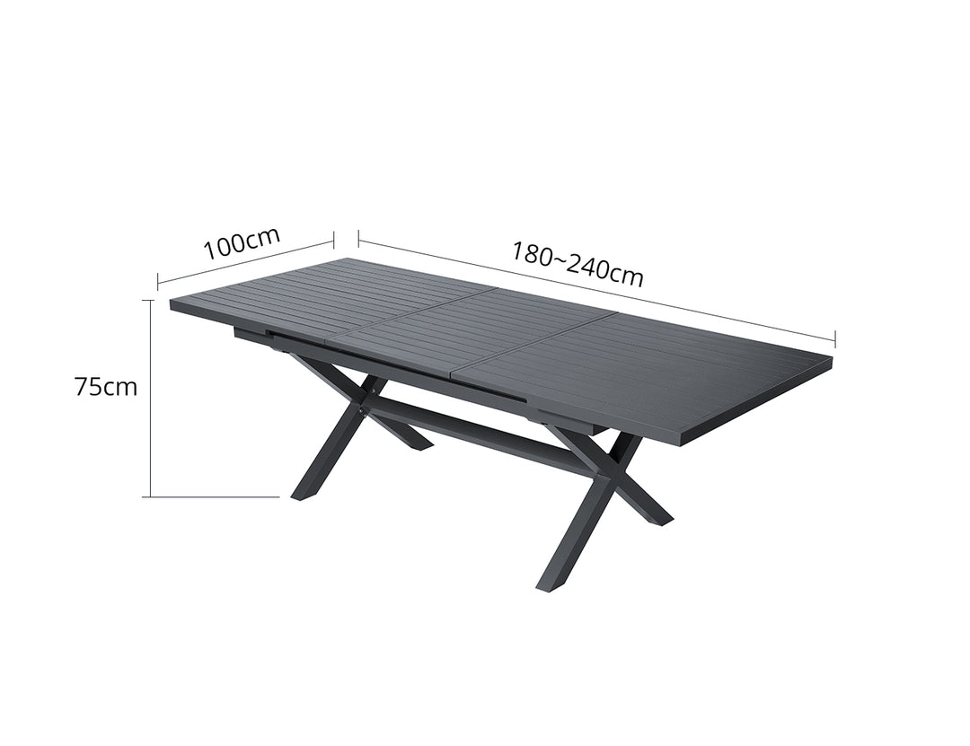 Tuba Outdoor Extension Table + 2 Bench Seats, Colour: Dark Grey,