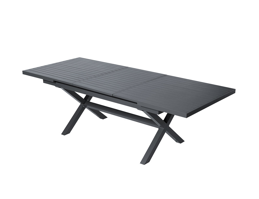 Tuba Outdoor Extension Table + 2 Bench Seats, Colour: Dark Grey,