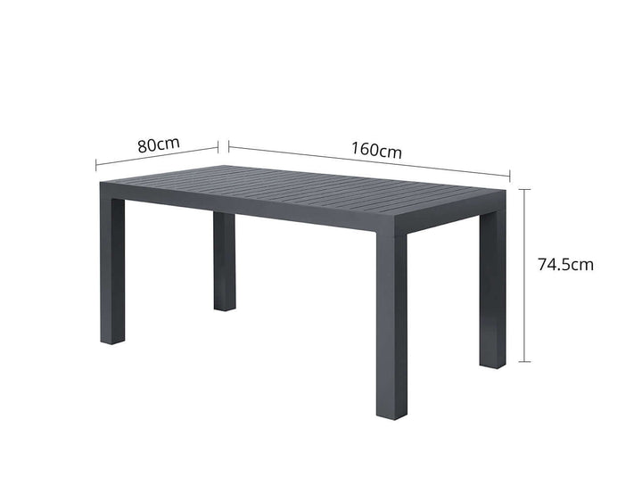 Cirrus Aluminium Outdoor Patio Dining Table 160 X 80cm