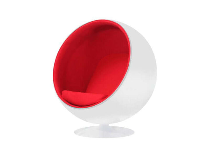 Classic Modern Ball Chair--, Colour: Black/Red,