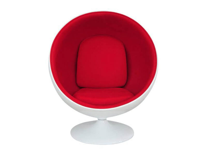 Classic Modern Ball Chair--, Colour: White/Red,