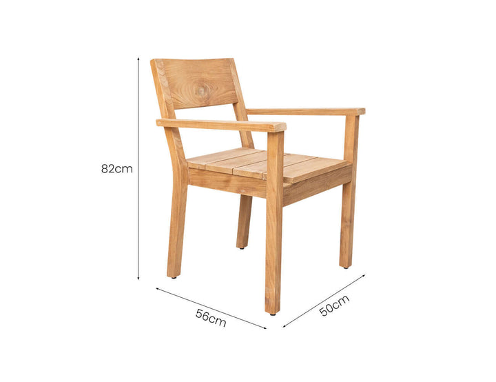 Colva Teak Outdoor Dining Arm Chair