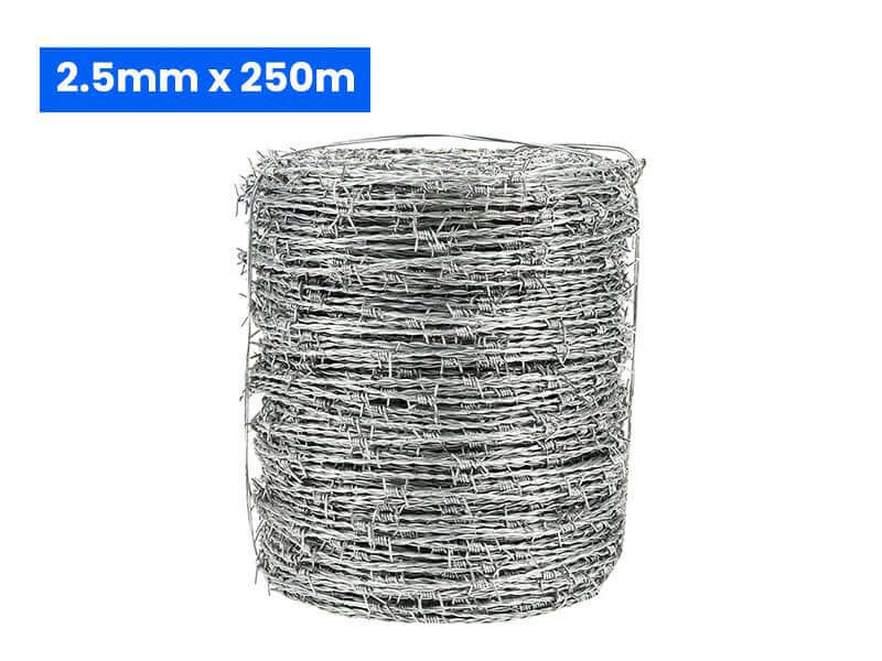 Galvanised Barbed Wire Roll - 2.5mm x 250m