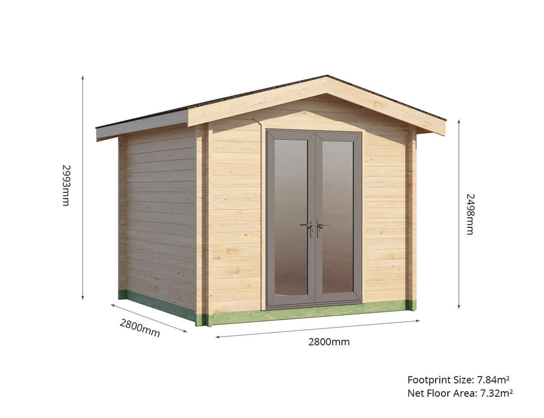 Grove Solid Wood Cabin Garden House - 2.8 x 2.8m