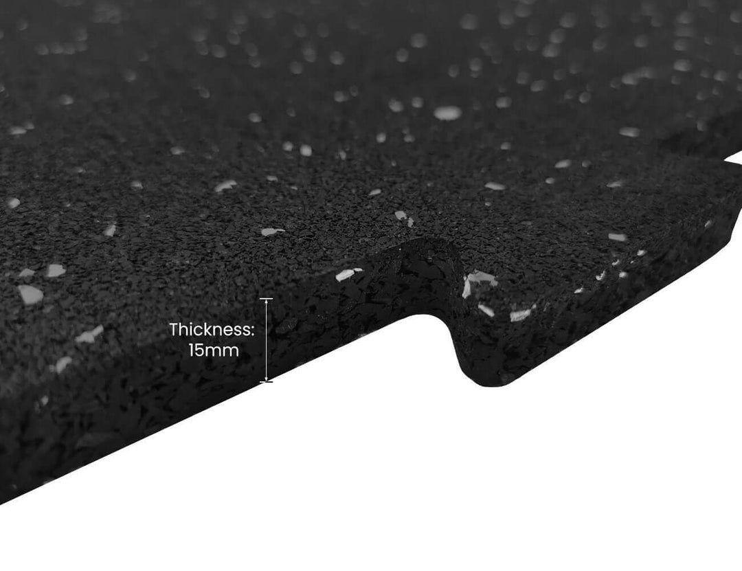 Gym Rubber Floor Mat - 15mm Black