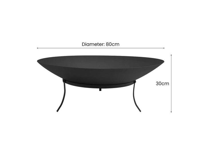 Inferno Outdoor Carbon Steel Brazier Fire Pit Bowl 80cm