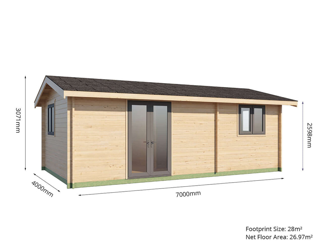 Kowhai Solid Wood Cabin Garden House - 7 x 4m
