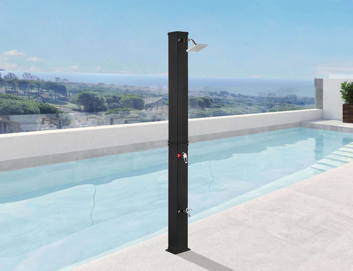 Modern Freestanding Outdoor Shower - Solar Heated - 40l