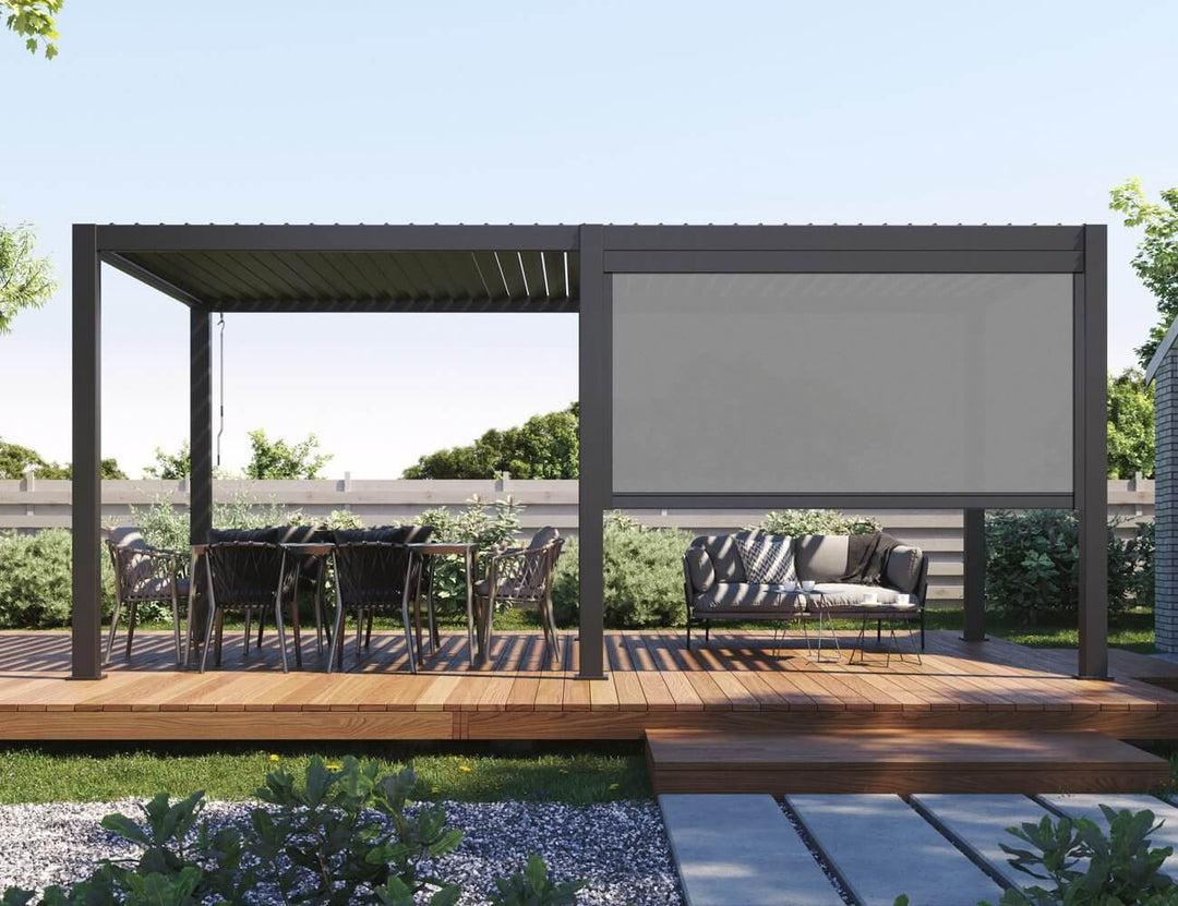 Waihi&Hahei Pergola Retractable Shade Blind - 3m - only blind, Colour: Charcoal,