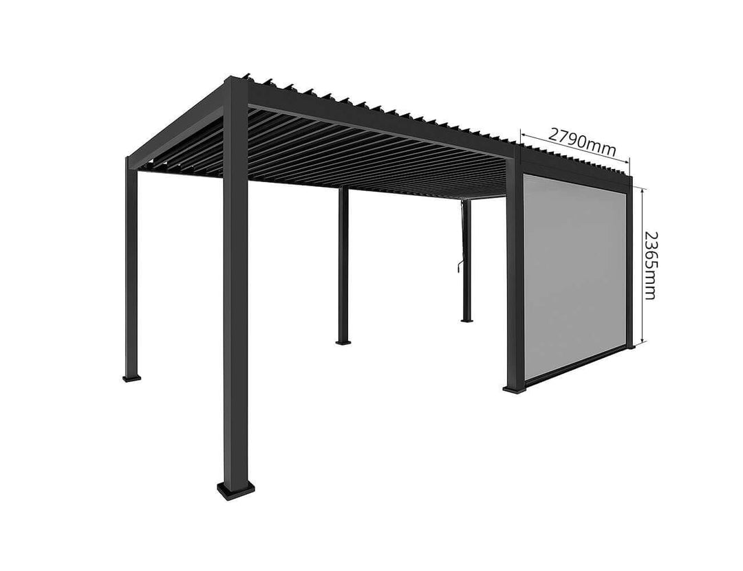 Waihi&Hahei Pergola Retractable Shade Blind - 3m - only blind, Colour: Charcoal,