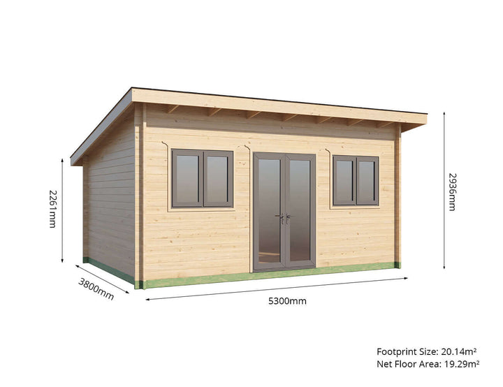 Pineview Solid Wood Cabin Garden House - 5.3x3.8m