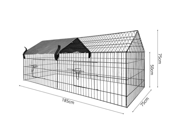 Chicken/Rabbit Run Cage with Sun Cover - 185 x 75 x 75cm