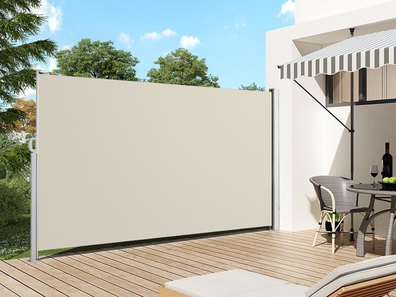 Patio Screen Retractable Side Awning 1.6m X 3 M, Colour: Beige,