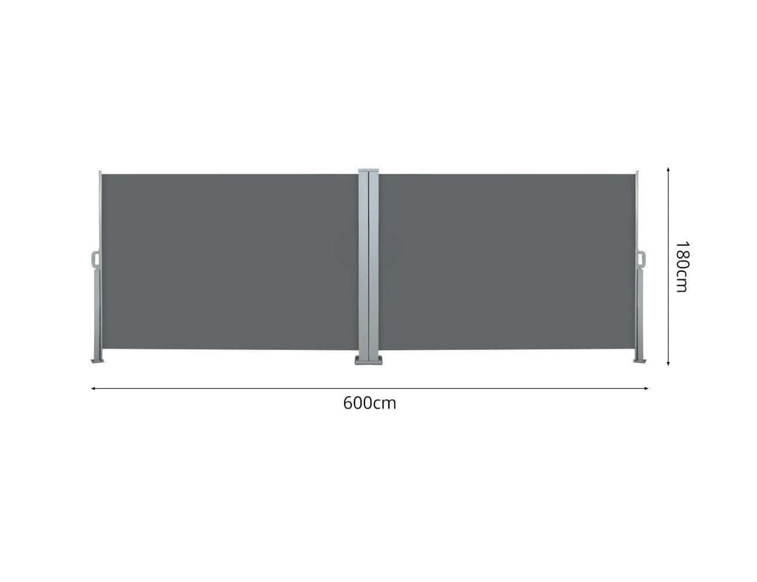 Double Patio Screen Retractable Side Awning Shade 1.8m x 6m