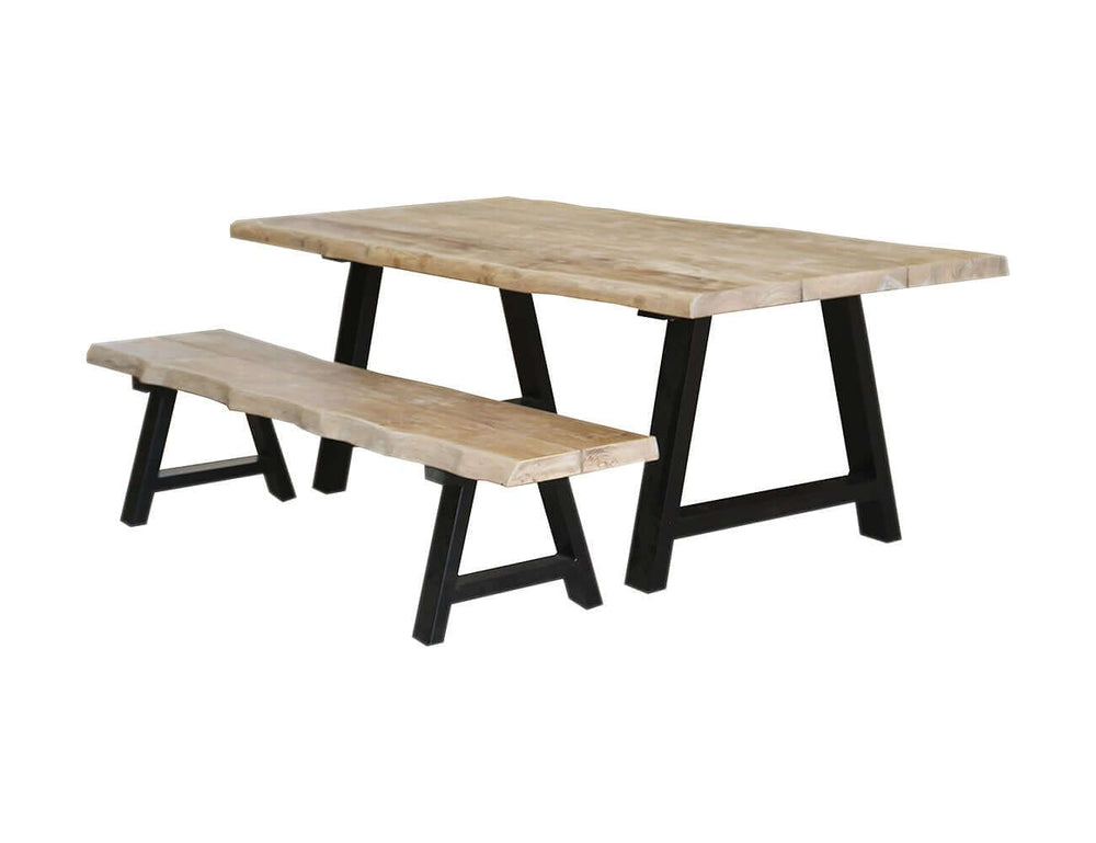 Robusta Teak Dining Table And Bench Bundle - 200cm, ,