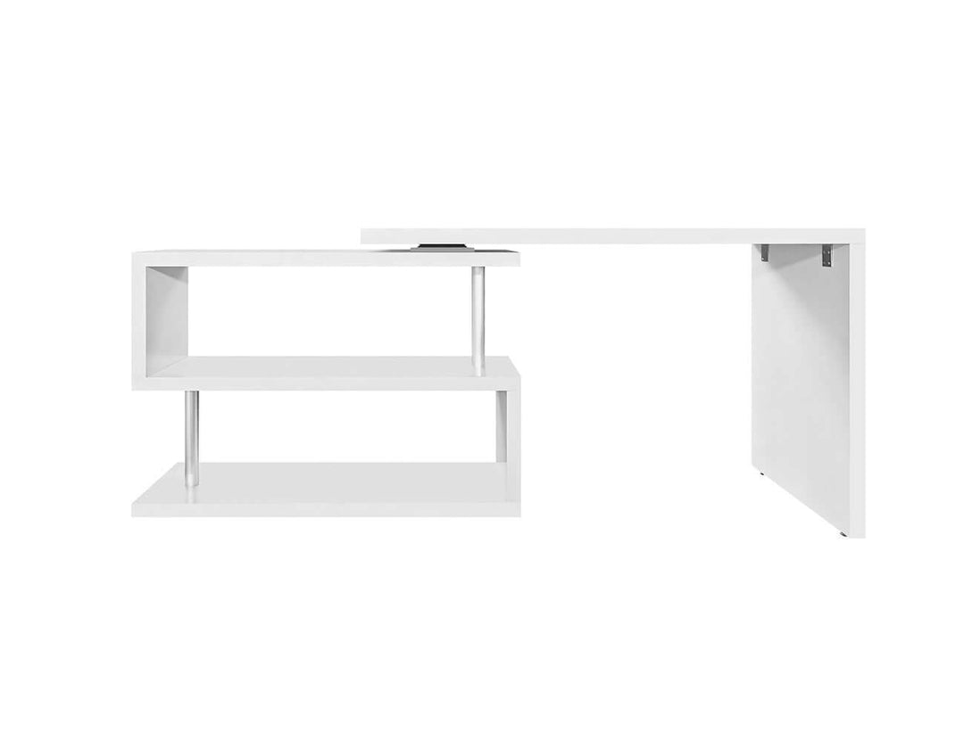 Rotating Computer Desk And Shelf - White 120cm