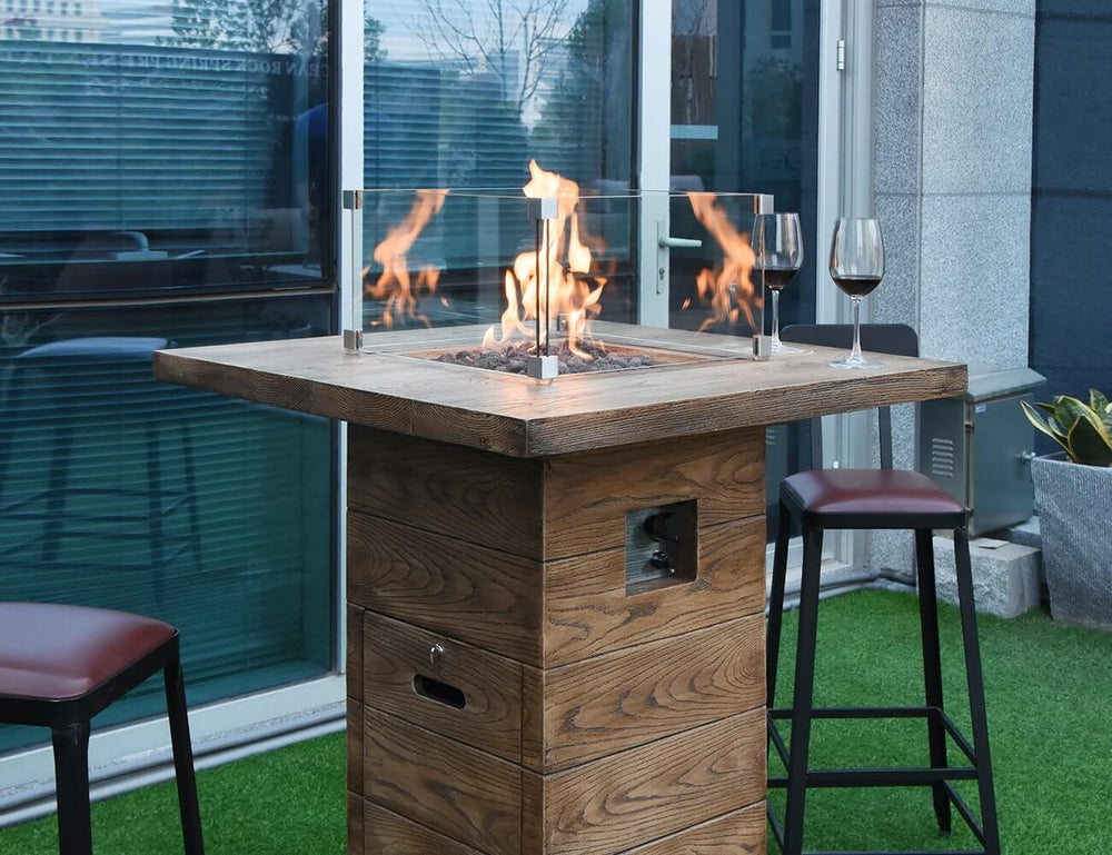 Rova Outdoor Propane/LPG Gas Fire Pit Bar Table