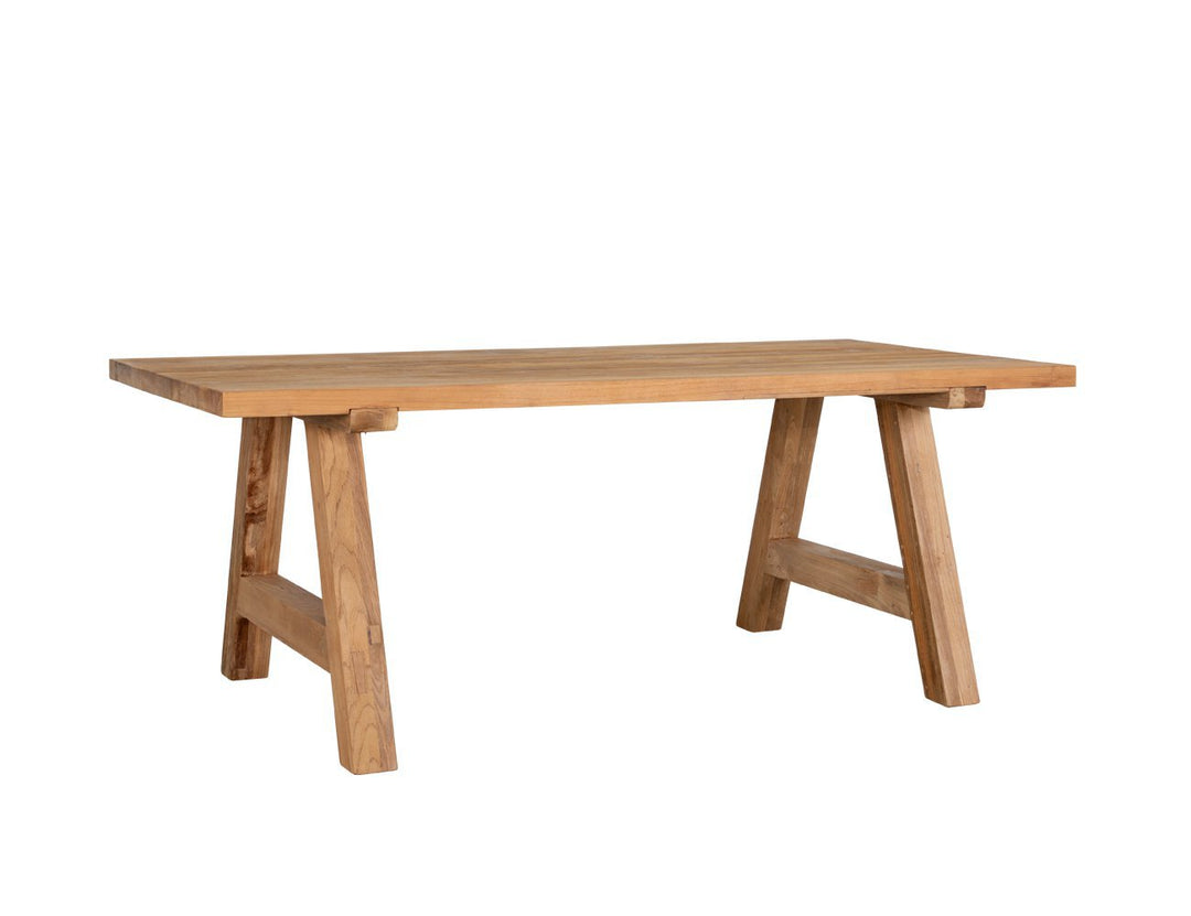 Teak A-frame Dining Table With Bench Seats- 200cm, ,