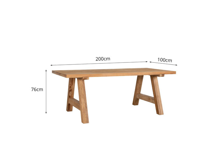 Teak A-frame Dining Table With Bench Seats- 200cm, ,