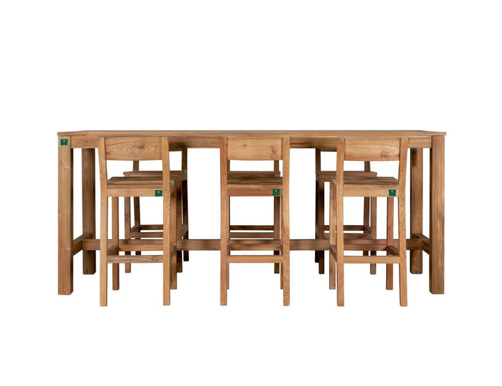 Teak Bar Chair And Long Rectangular Table Bundle, ,