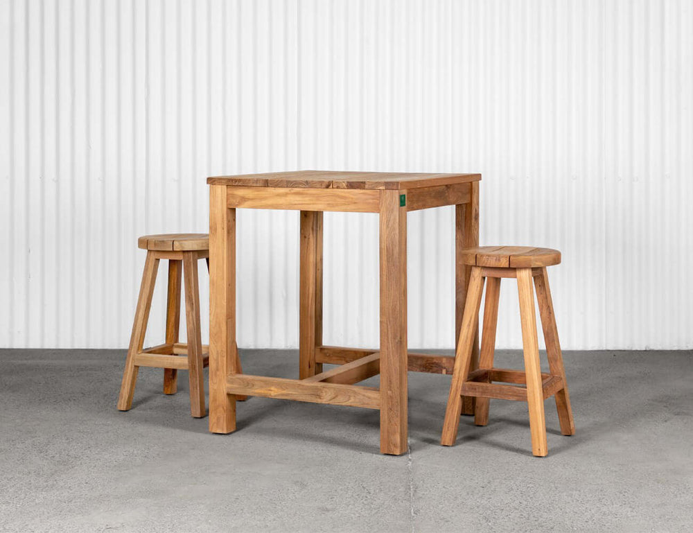 Teak Counter Height Stool And Square Table Bundle, ,