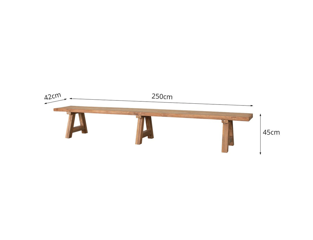 Teak A Frame Dining Bench Seat 250cm