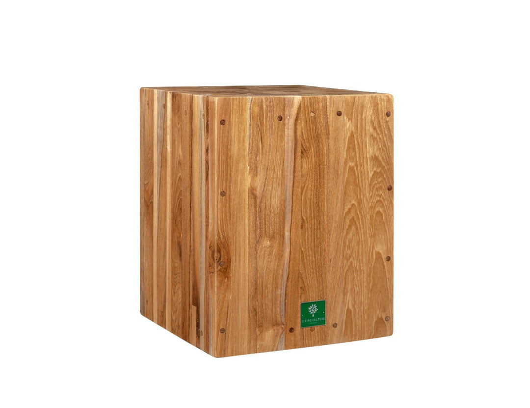 Teak Cube Stool, ,