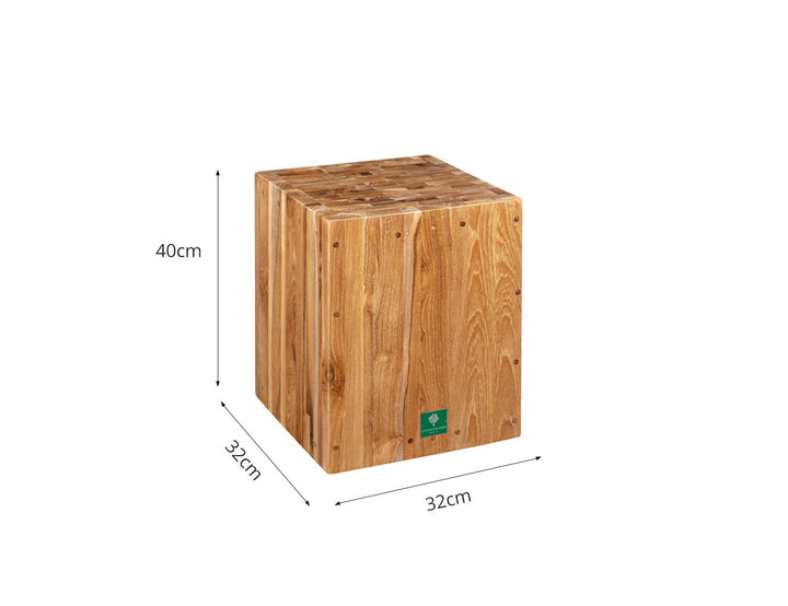 Teak Cube Stool, ,