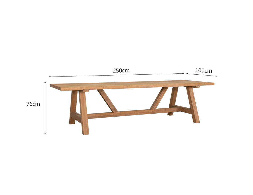 Teak Trestle Dining Table 250cm