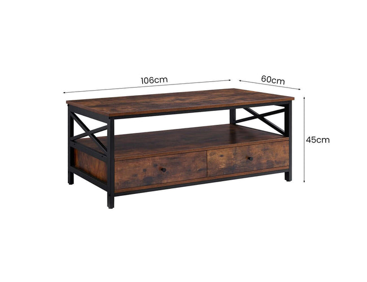 Vasagle Coffee Table with 2 Drawer