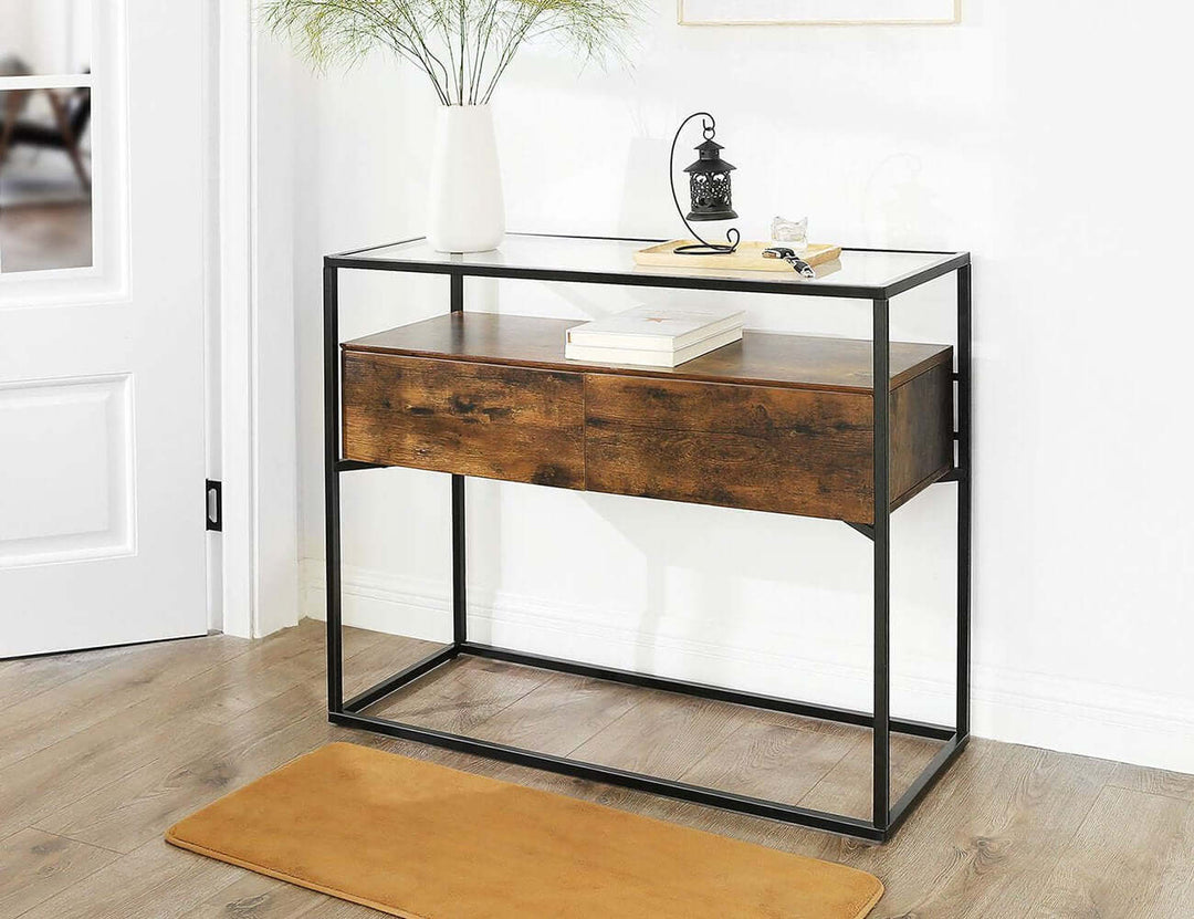 Vasagle Glass Top Console Table