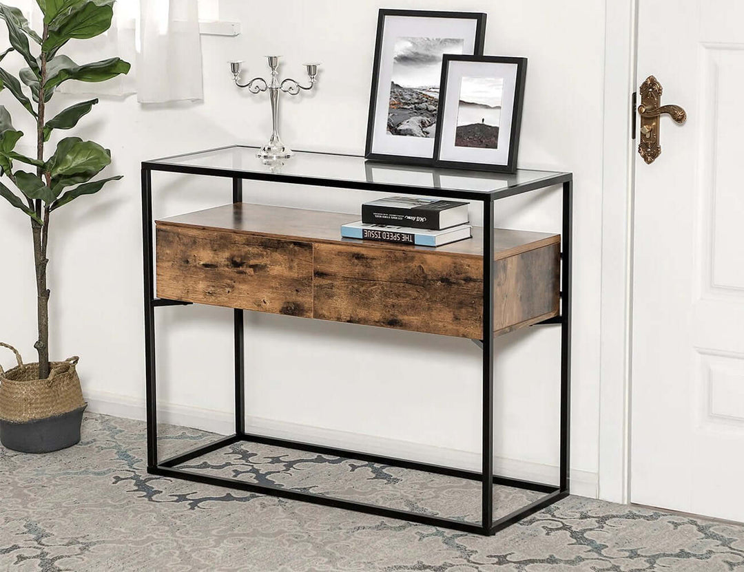 Vasagle Glass Top Console Table